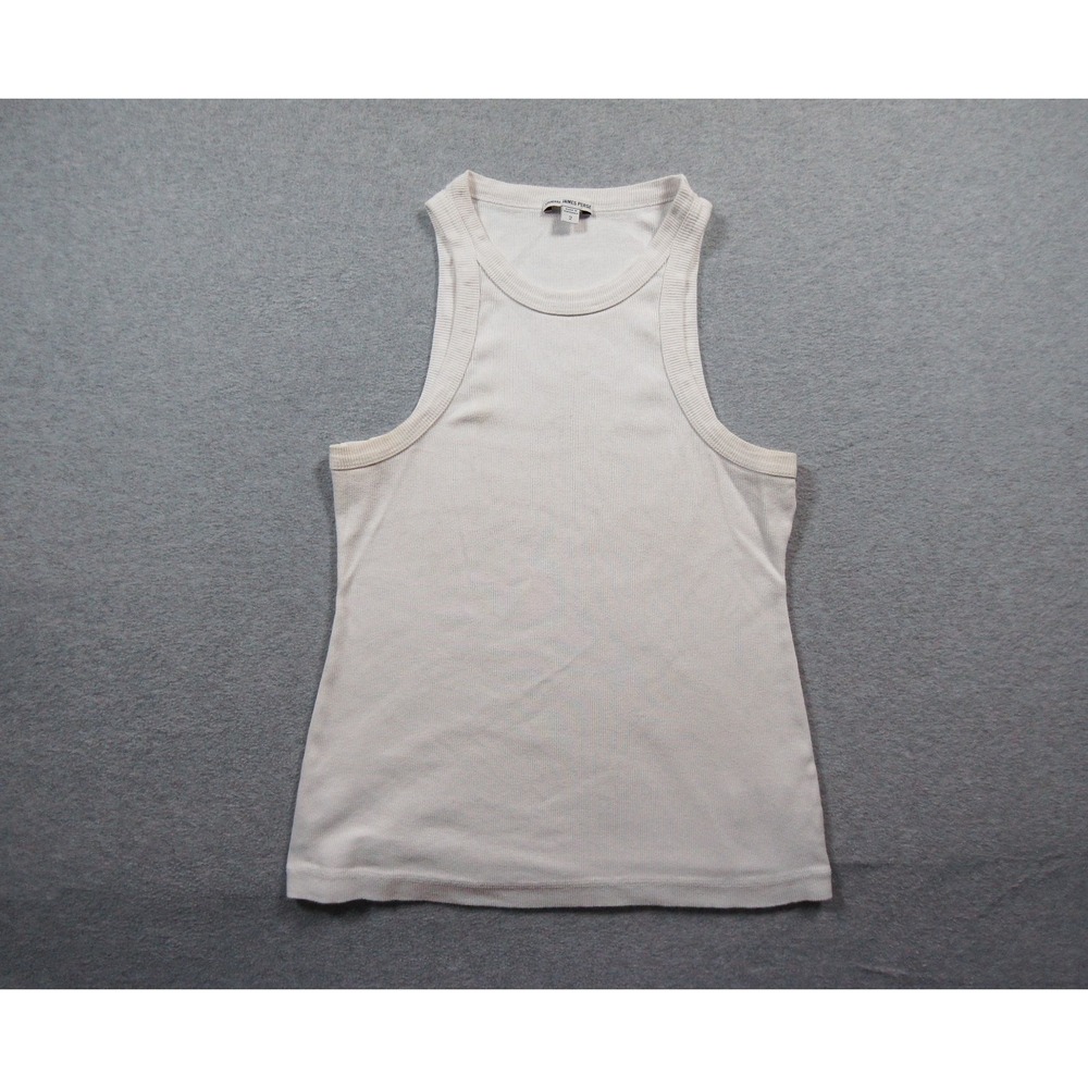 James Perse Shirt Womens 2 White Tank Top Ribbed Basic Sleeveless Ladies Casual
